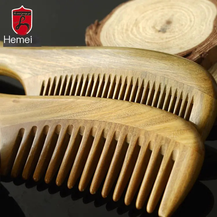Authentic Green Sandalwood Round Handle Scalp Comb