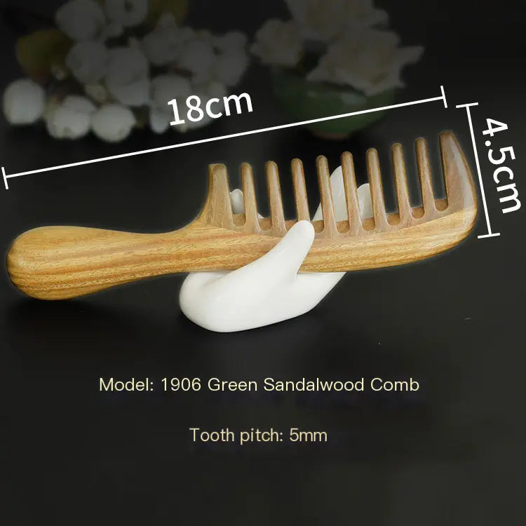 Authentic Green Sandalwood Round Handle Scalp Comb