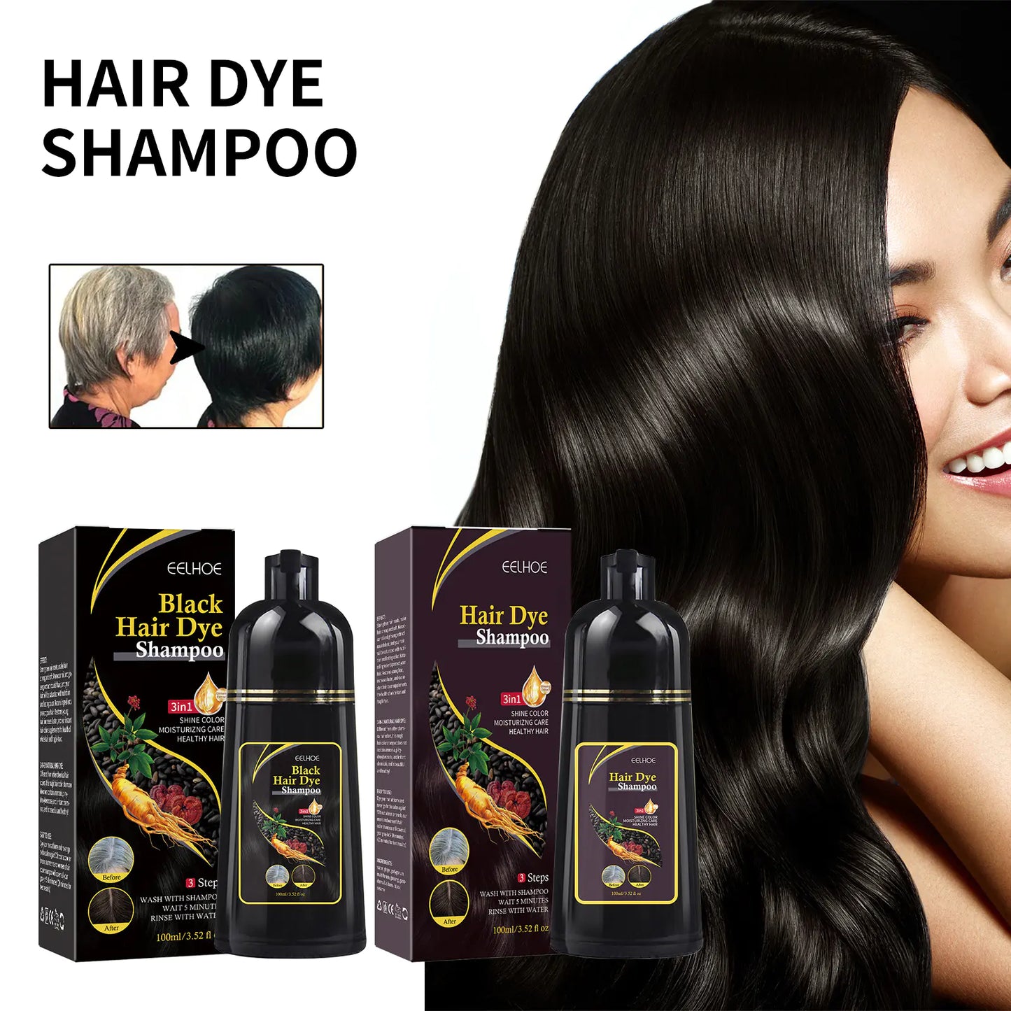 EELHOE Black Shampoo Essence for Nourishing Hair