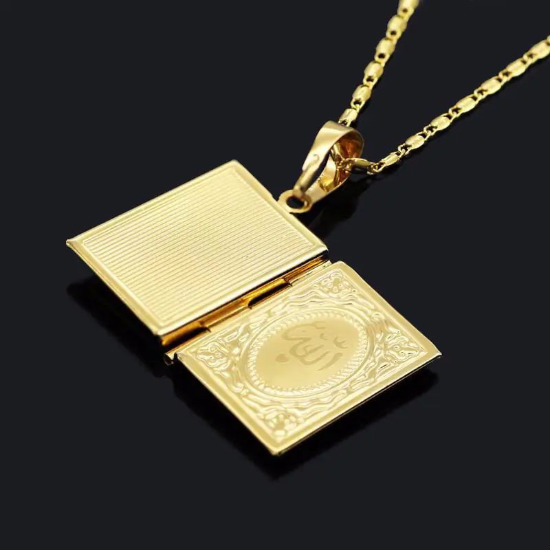 Muslim Necklace with Allah Totem in Pure Copper Frame Gold plated
