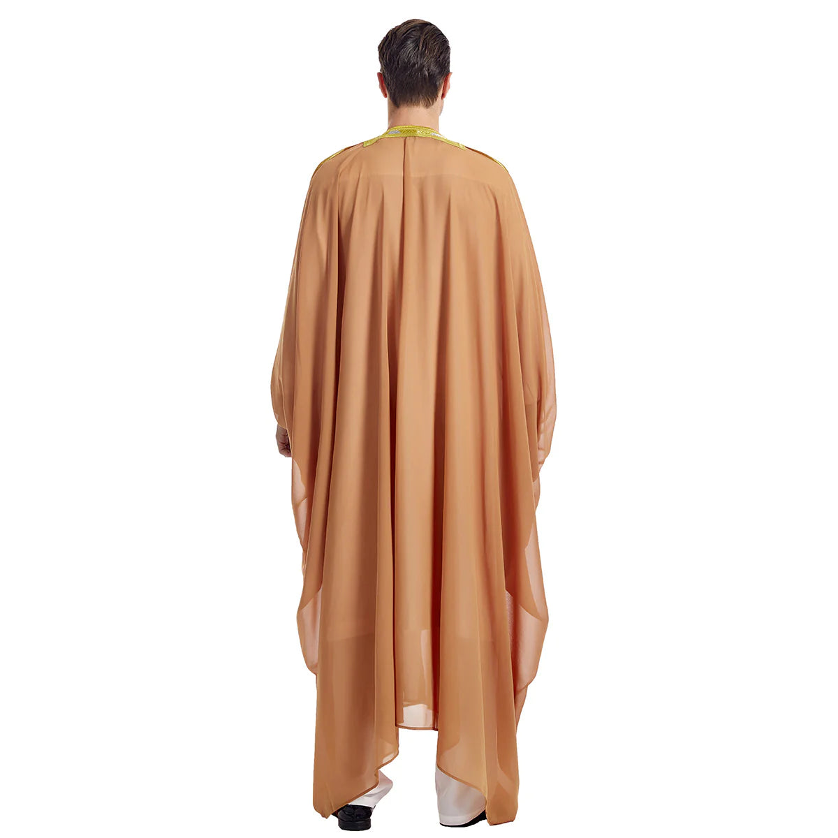 Men's Robe Arabic Embroidered Long Sleeve Tassel Golden Balls Chiffon Shawl