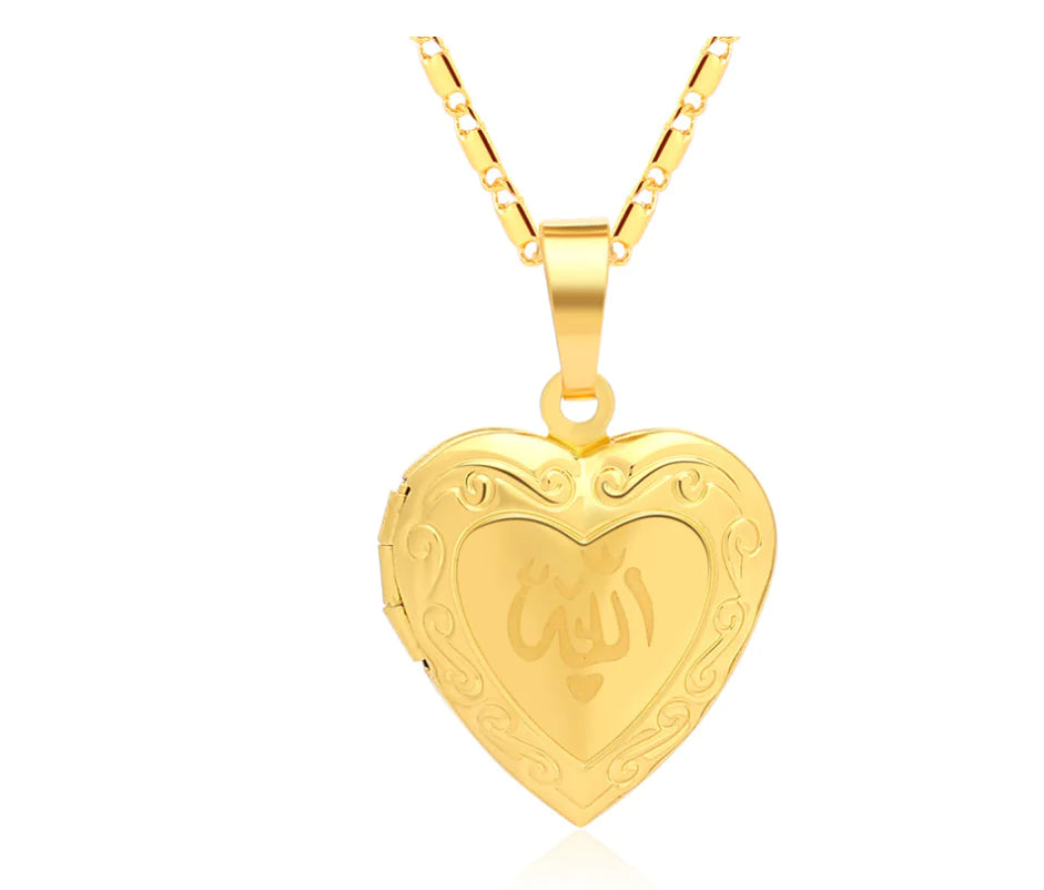 Islamic Heart Necklace - Religious Jewelry Gold plated