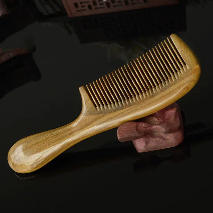 Authentic Green Sandalwood Round Handle Scalp Comb
