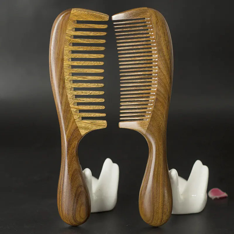 Authentic Green Sandalwood Round Handle Scalp Comb