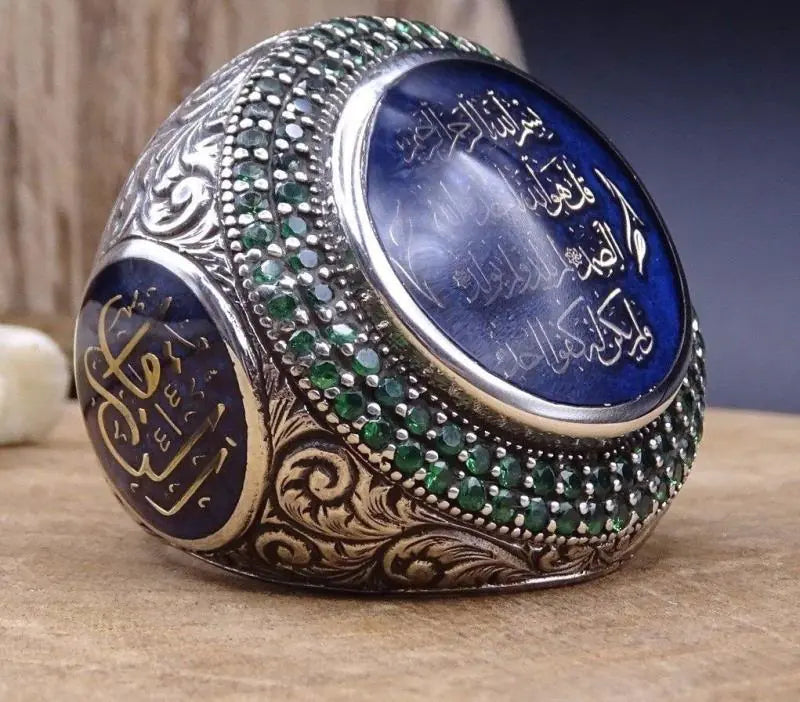Arabic-Inspired Vintage Two-Tone Ring in 925 Silver