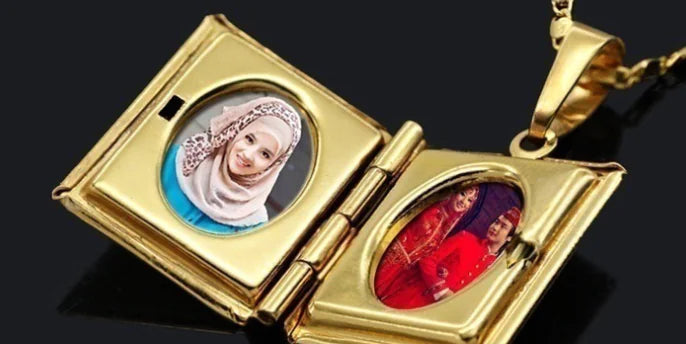 Muslim Necklace with Allah Totem in Pure Copper Frame Gold plated