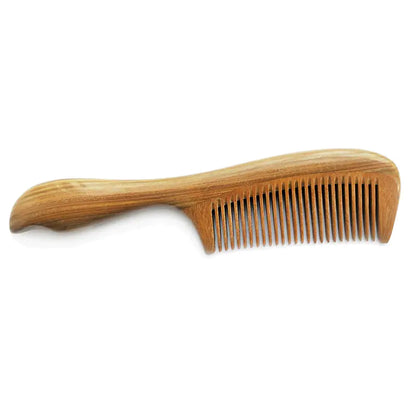 Authentic Green Sandalwood Round Handle Scalp Comb
