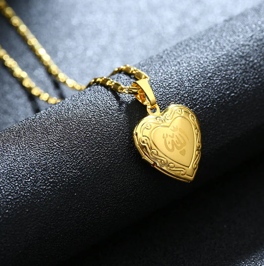 Islamic Heart Necklace - Religious Jewelry Gold plated
