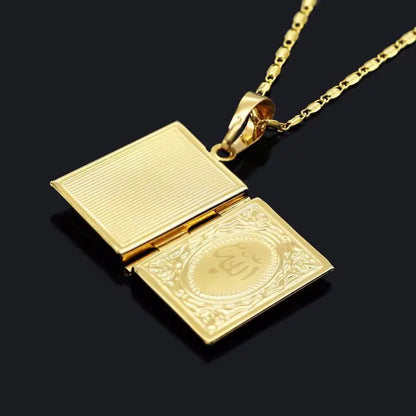 Muslim Necklace with Allah Totem in Pure Copper Frame Gold plated