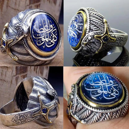 Arabic-Inspired Vintage Two-Tone Ring in 925 Silver