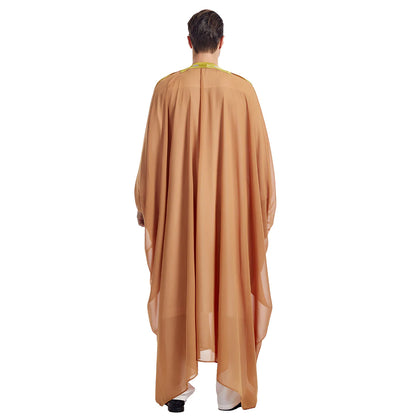 Men's Robe Arabic Embroidered Long Sleeve Tassel Golden Balls Chiffon Shawl